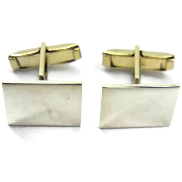 Classic Simple Elegant Rectangle Cufflinks Vintage Sterling Silver 925 Patina